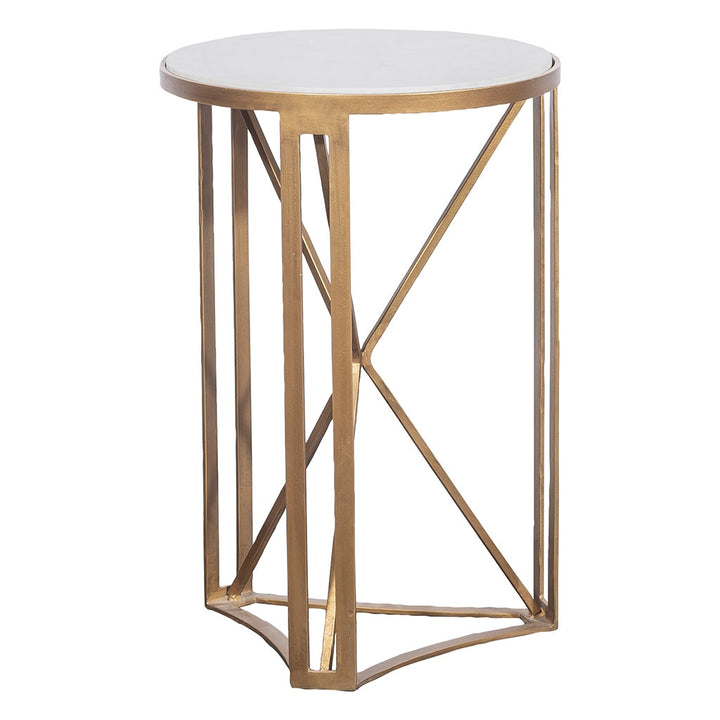 Libby Langdon Rogers Chairside Table - Champagne - Metal & Carrara Marble