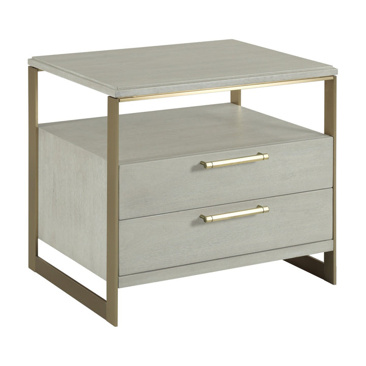 Libby Langdon Miller Nightstand - Sheer Dove - Walnut Solids