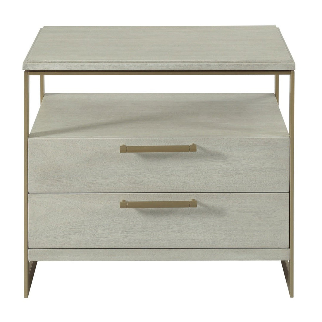 Libby Langdon Miller Nightstand - Sheer Dove - Walnut Solids