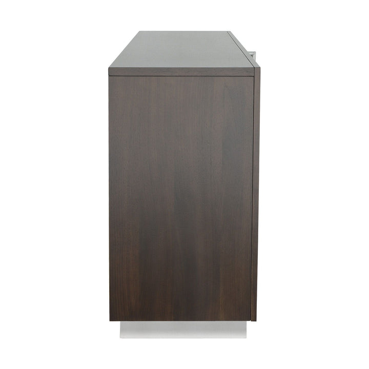 Libby Langdon Merritt Credenza - Smoked Stone - Stainless Steel, Walnut Solids