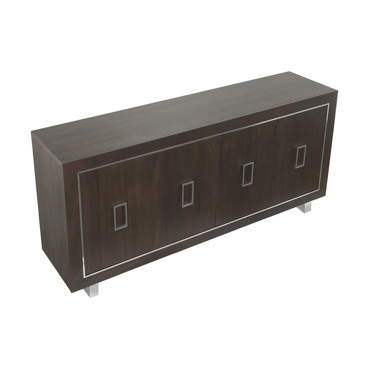 Libby Langdon Merritt Credenza - Smoked Stone - Stainless Steel, Walnut Solids