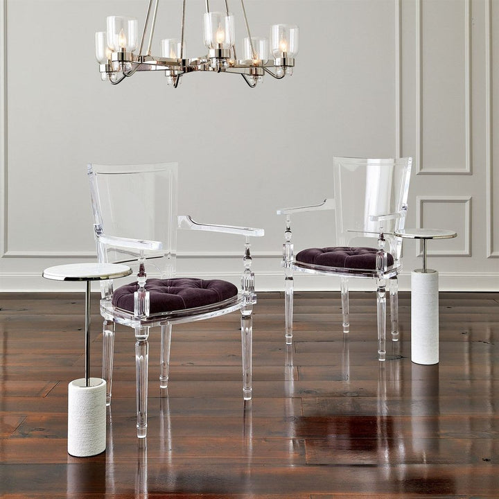 Tall Cored Marble Table-Nickel