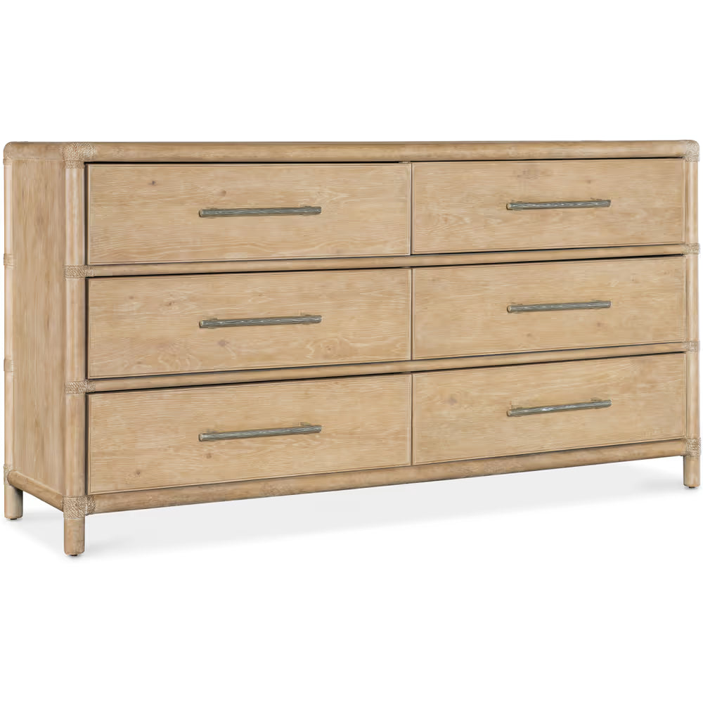 Dressers & Chests Solace Pole Rattan Dresser - Light Wood
