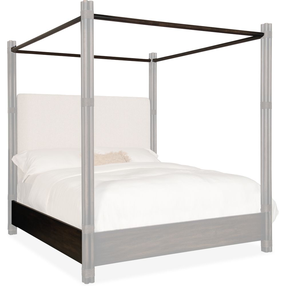 Beds Retreat Pole Rattan King Upholstered Poster Bed with Canopy - Dark Wood