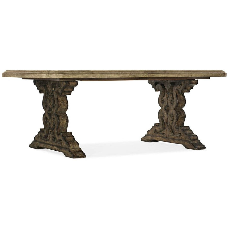 Dining Tables La Grange Le Vieux Double Pedestal Dining Table with 2 -18 in Leaves