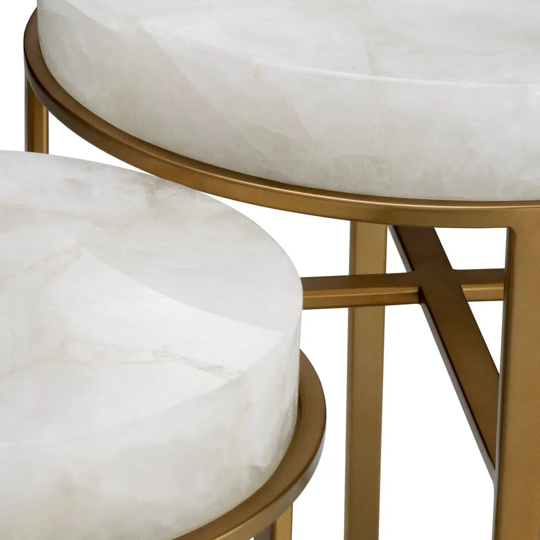 Side Table Hoxton Vintage Brass Finish Rock Crystal Set Of 2 - image 6