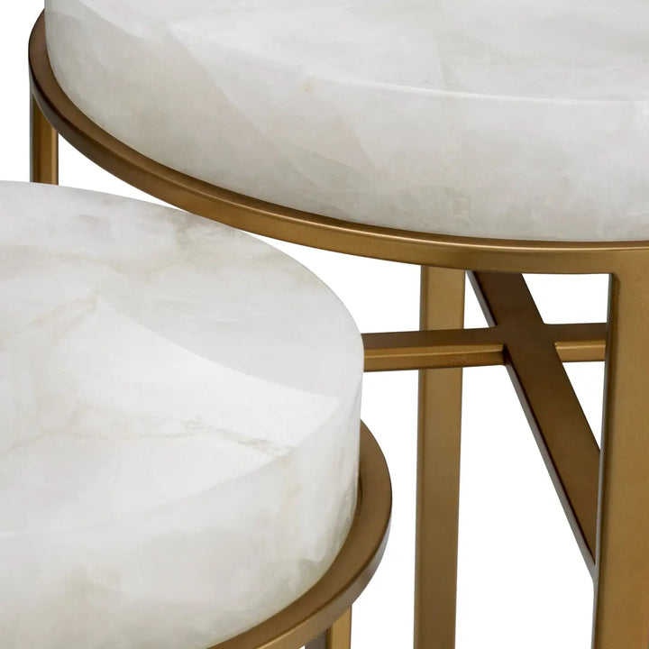 Side Table Hoxton Vintage Brass Finish Rock Crystal Set Of 2 - image 6