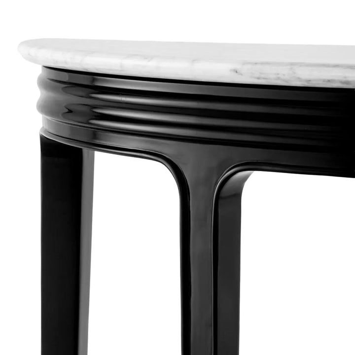 Console Table Rochefort Piano Black Finish White Carrera Marble - image 6