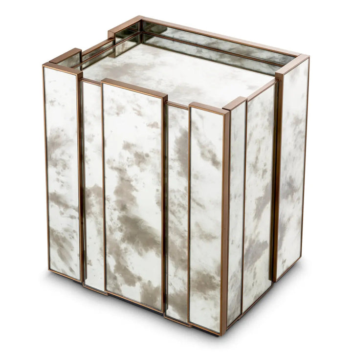 Nightstand Nottingham Left Antique Mirror Glass Brushed Brass Finish - image 6