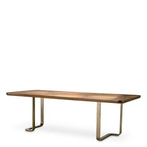 Dining Table Rucello Light Walnut Veneer Bronze Finish - image 6