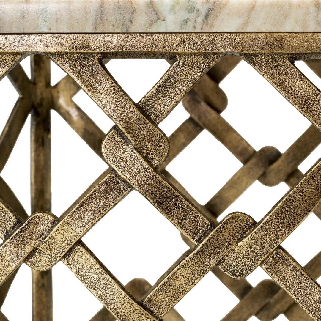 Side Table Stratham Antique Brass Finish Marble Top - image 6
