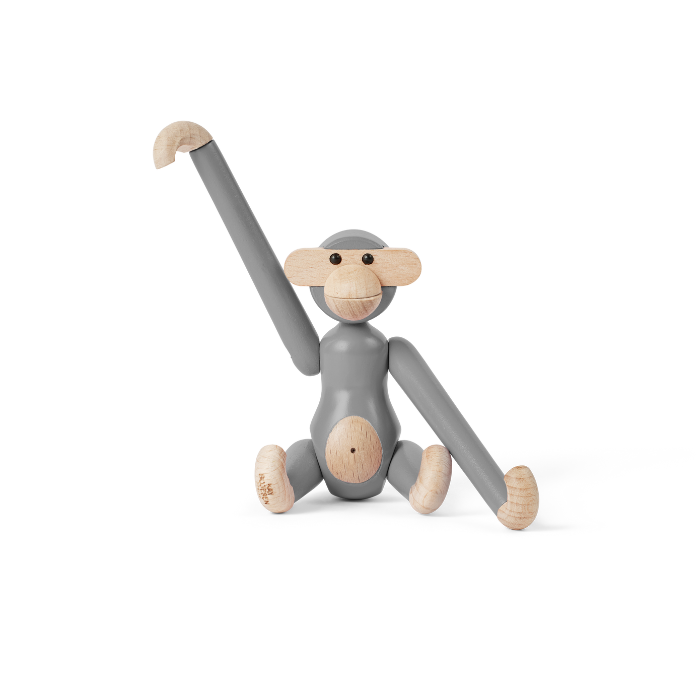 Kay Bojesen Monkey, Mini, Grey, H: 3.7"