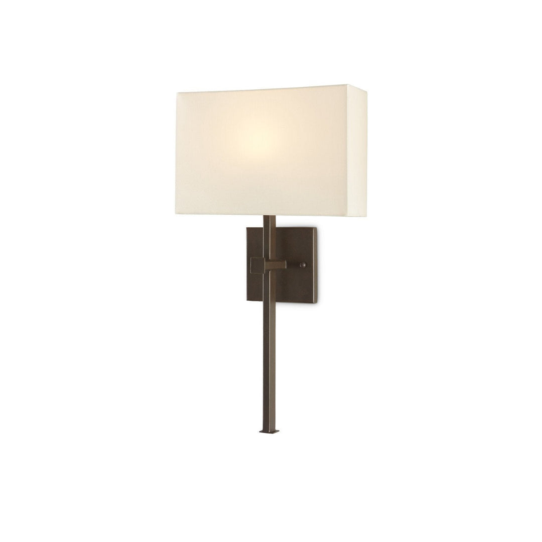 Ashdown Bronze Wall Sconce, White Shade