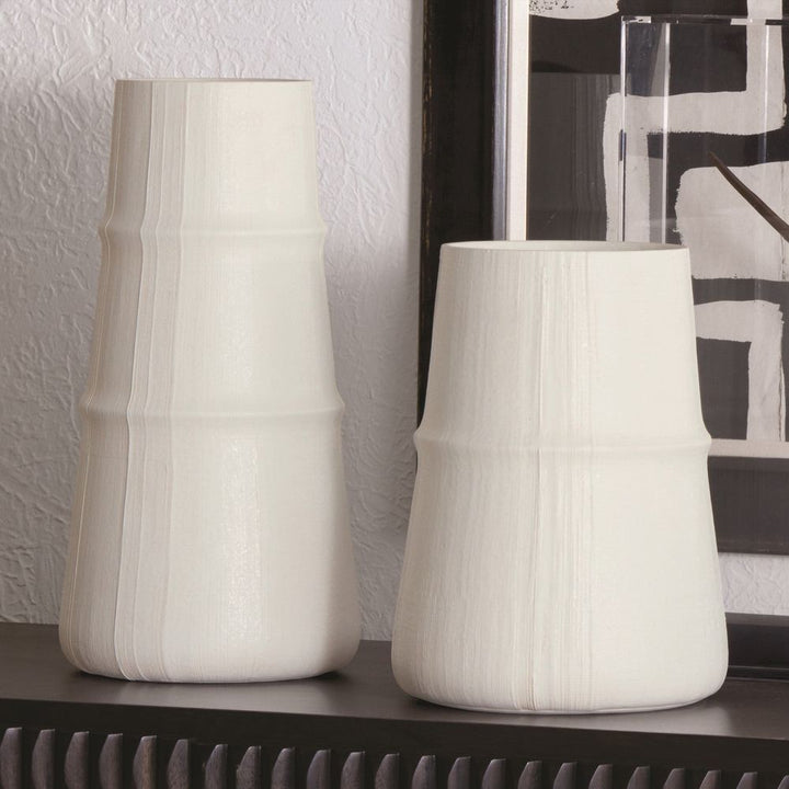 Linen Vase-Soft White-Med