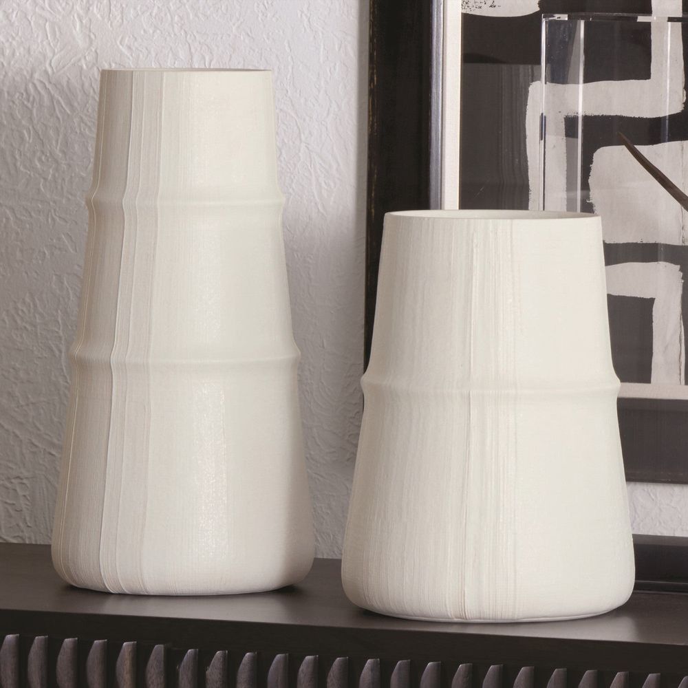 Linen Vase-Soft White-Med