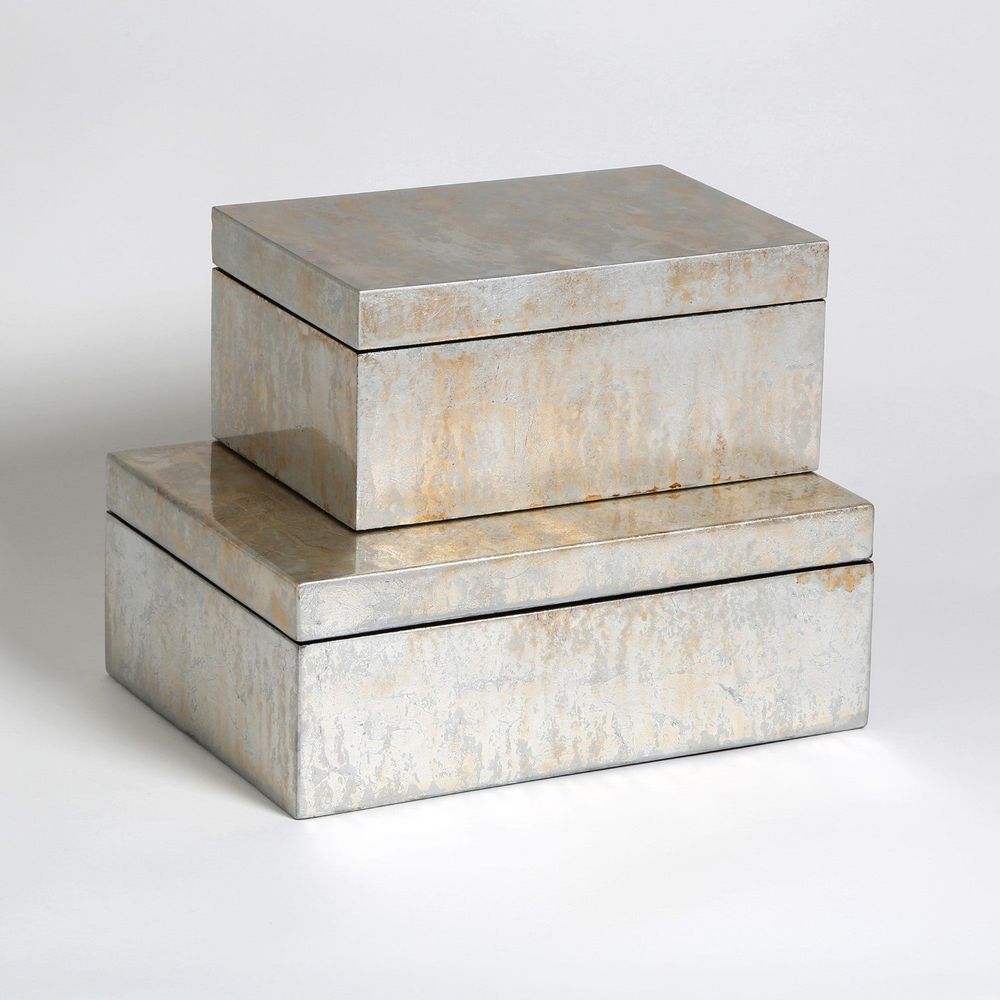 Boxes Champagne Silver Leaf Box-Sm