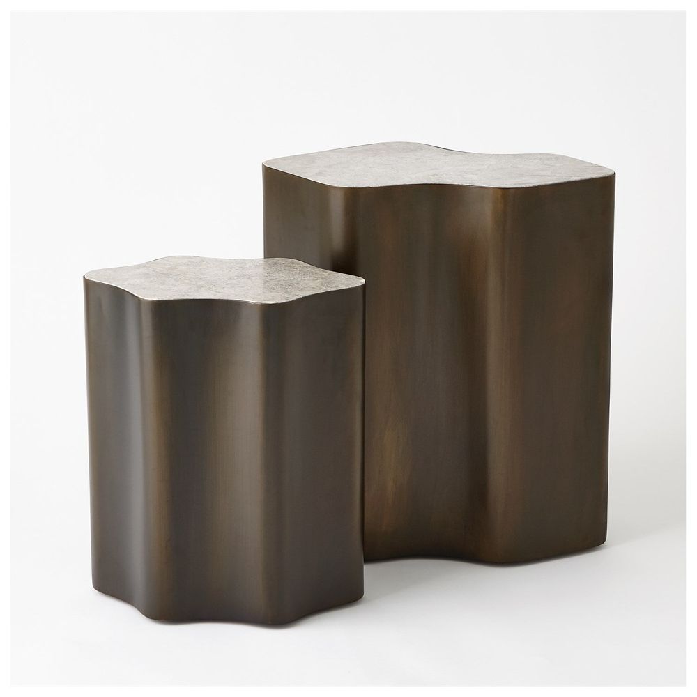 Side Tables Organic Nesting Table-Gunmetal/Grey Marble-Sm