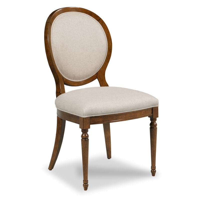 Alternate view of Hampton Side Chair, featuring nailhead trim finish, wood, leather, and armless.