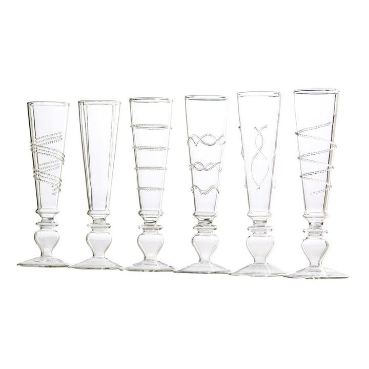 Footed Razzle Dazzle Champagne Flutes, Set of 6-ABIGAILS-ABIGAILS-710451-Decorative ObjectsWith Clear Accents-3-France and Son