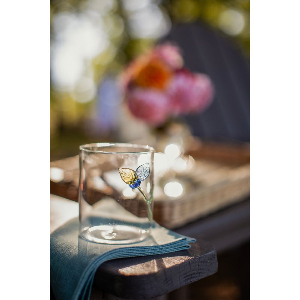 Flowers Cocktail Glasses, 4pc Set of 2