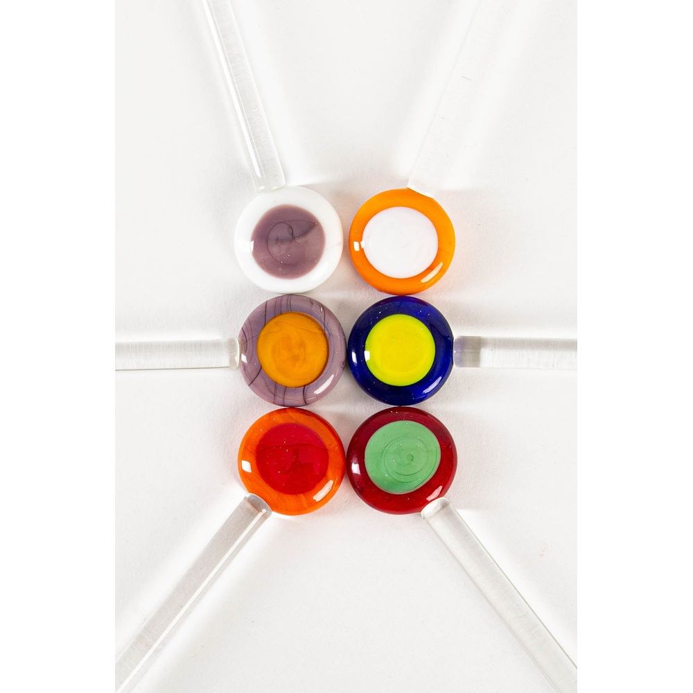 Multicolored Swizzle Glass Stirring Sticks, 6pc Set of 2