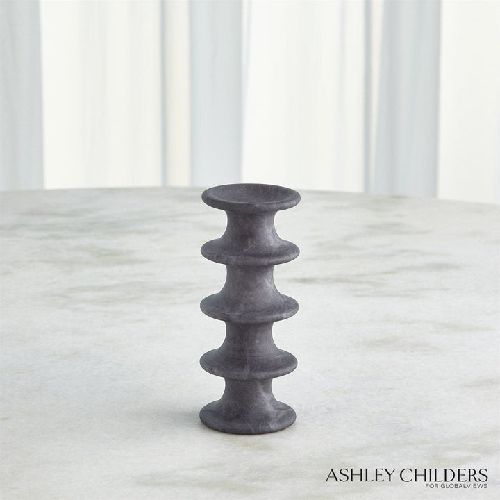 Ridge Alabaster Candlestick-Global Views-GVSA-ASH3.30068-Candle HoldersGrey-Small-11-France and Son