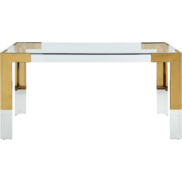 Casper Glass Top, Acrylic And Steel Base Dining Table — Gold