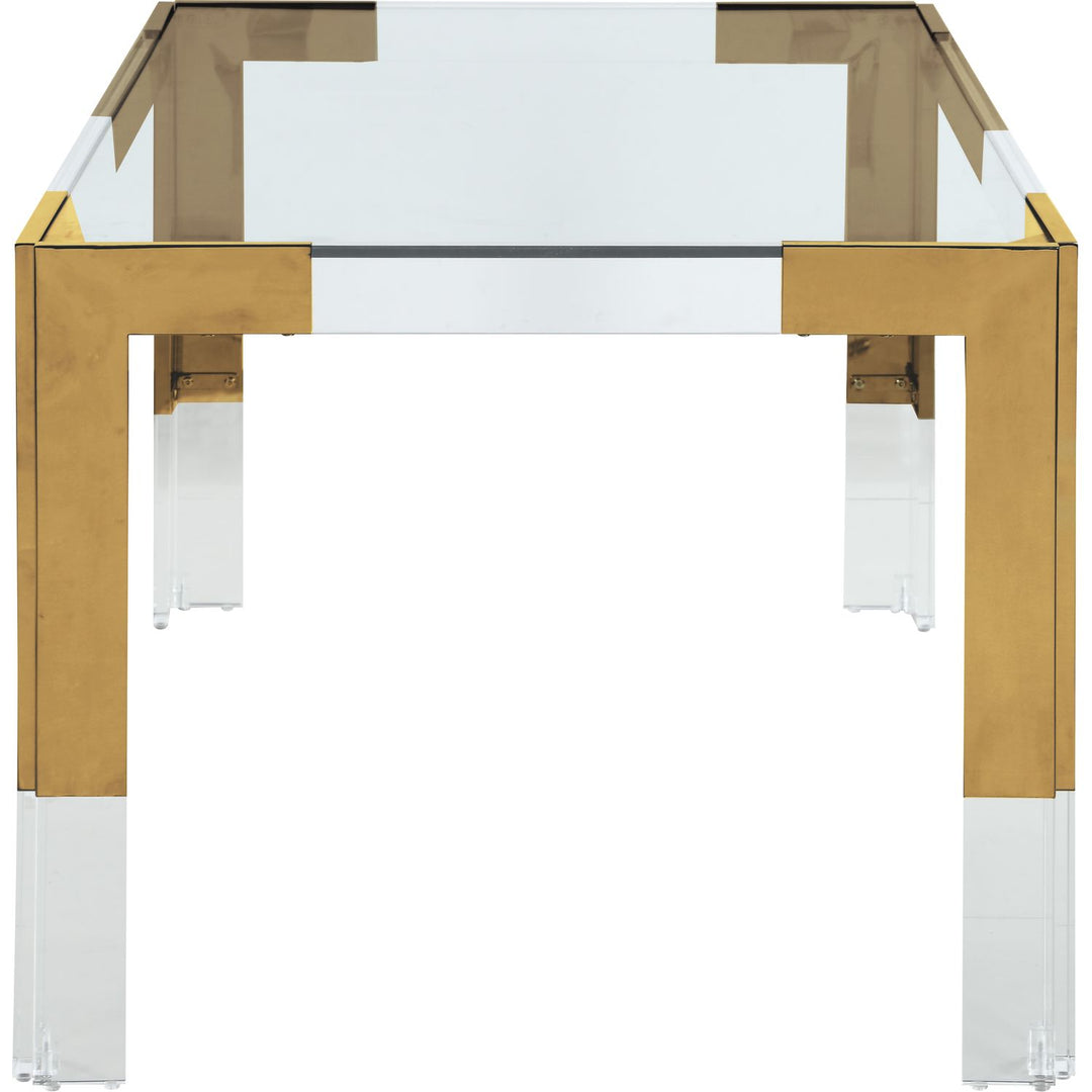 Casper Glass Top, Acrylic And Steel Base Dining Table — Gold