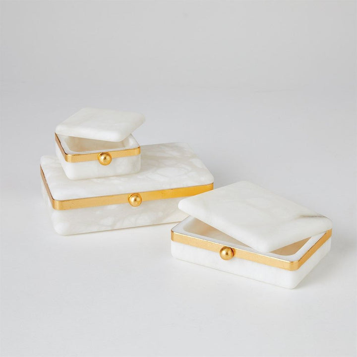Gold Band Swivel Alabaster Box-Lg