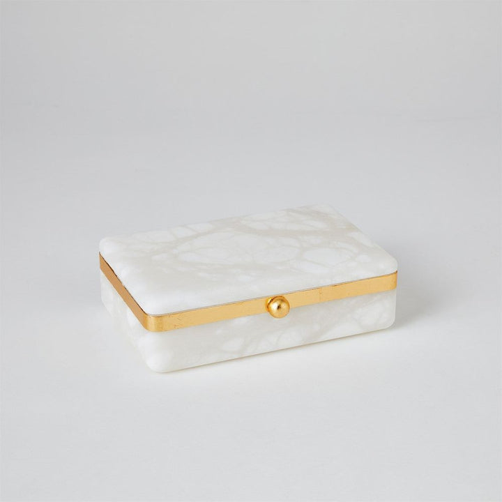 Gold Band Swivel Alabaster Box-Lg