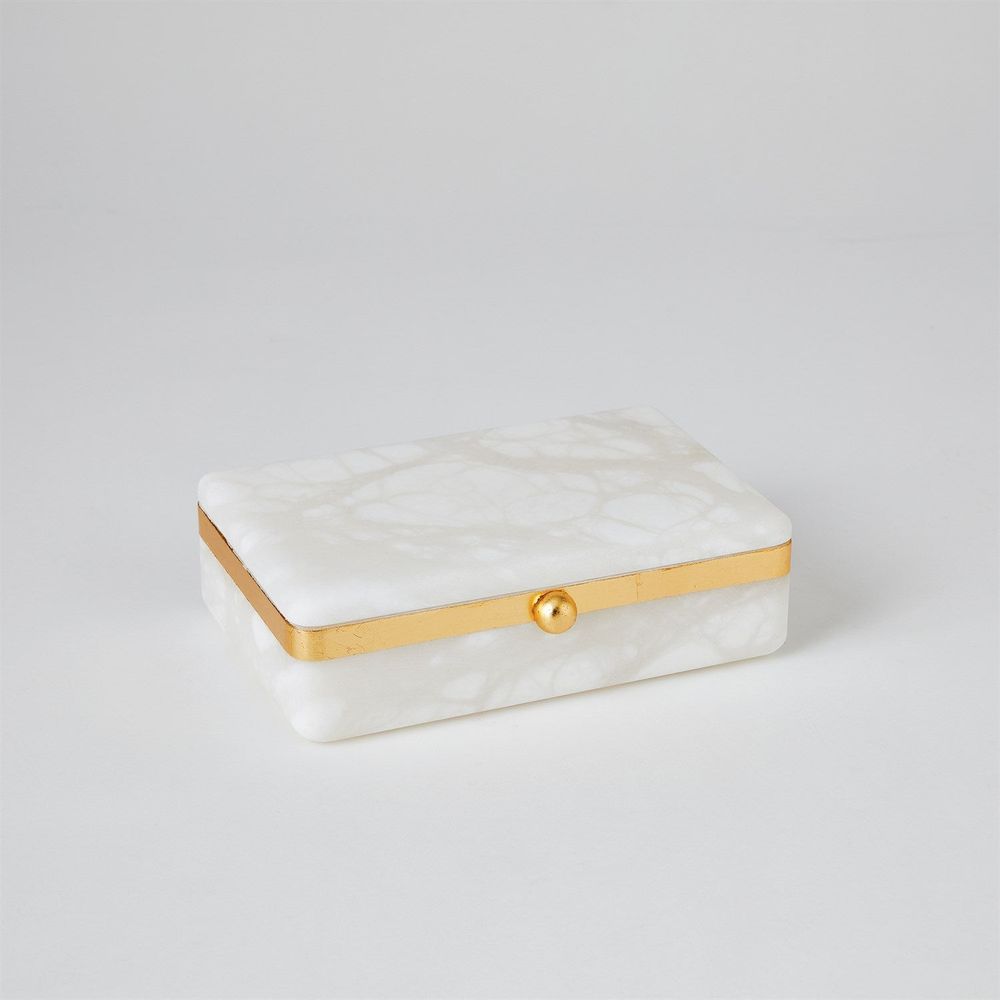 Gold Band Swivel Alabaster Box-Lg