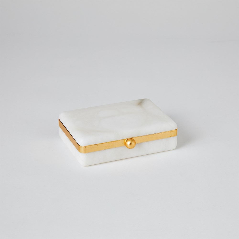 Gold Band Swivel Alabaster Box-Lg