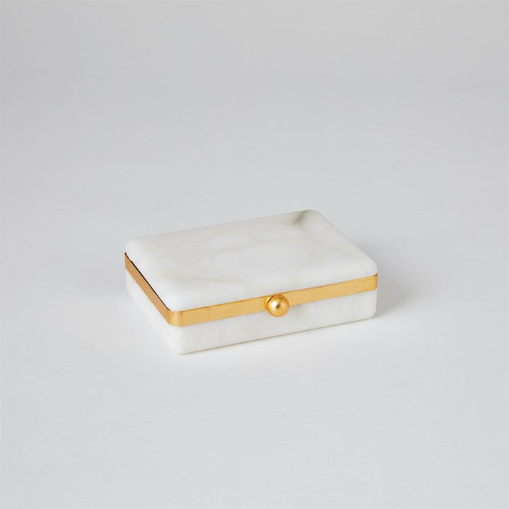 Gold Band Swivel Alabaster Box-Lg