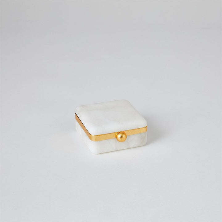 Gold Band Swivel Alabaster Box-Lg