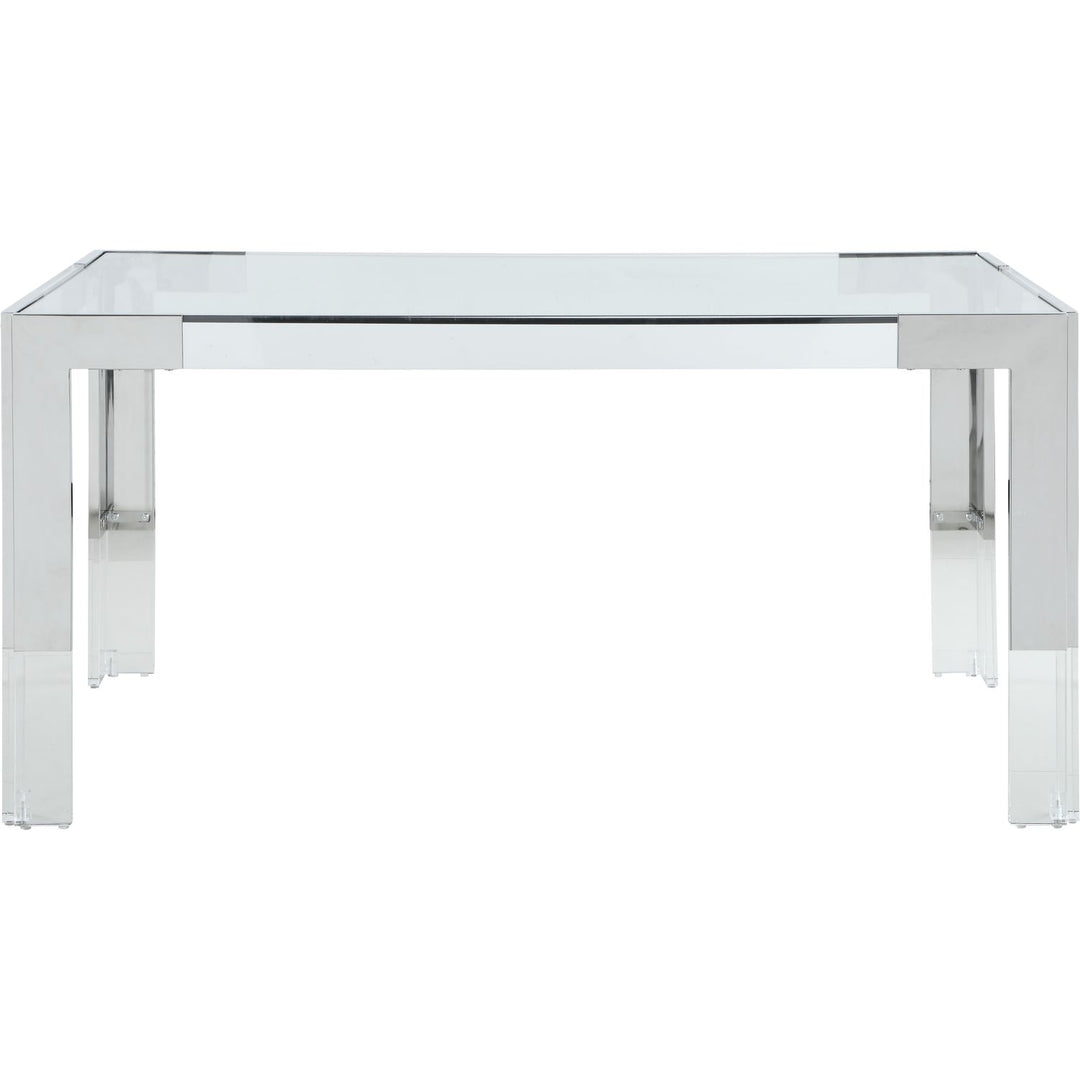 Casper Glass Top, Acrylic And Steel Base Dining Table — Chrome