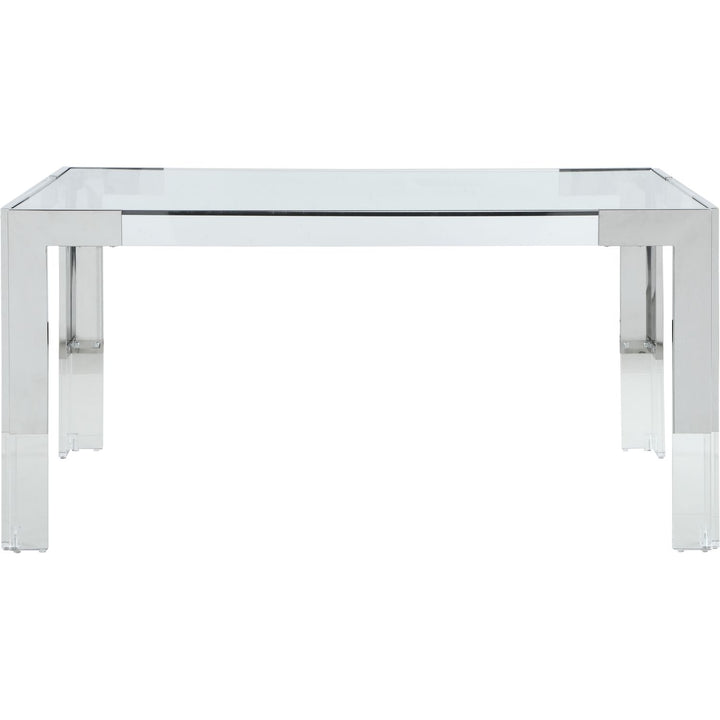 Casper Glass Top, Acrylic And Steel Base Dining Table — Chrome