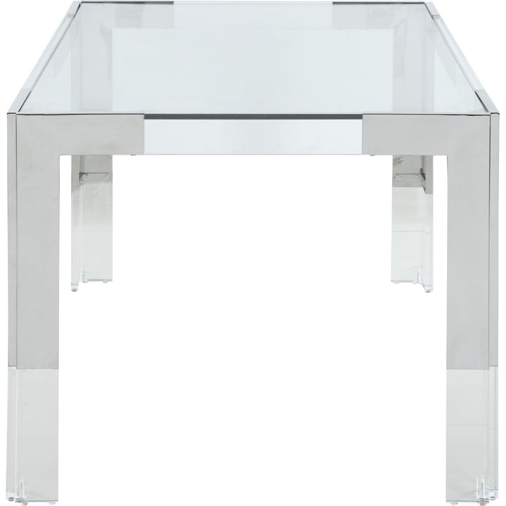 Casper Glass Top, Acrylic And Steel Base Dining Table — Chrome