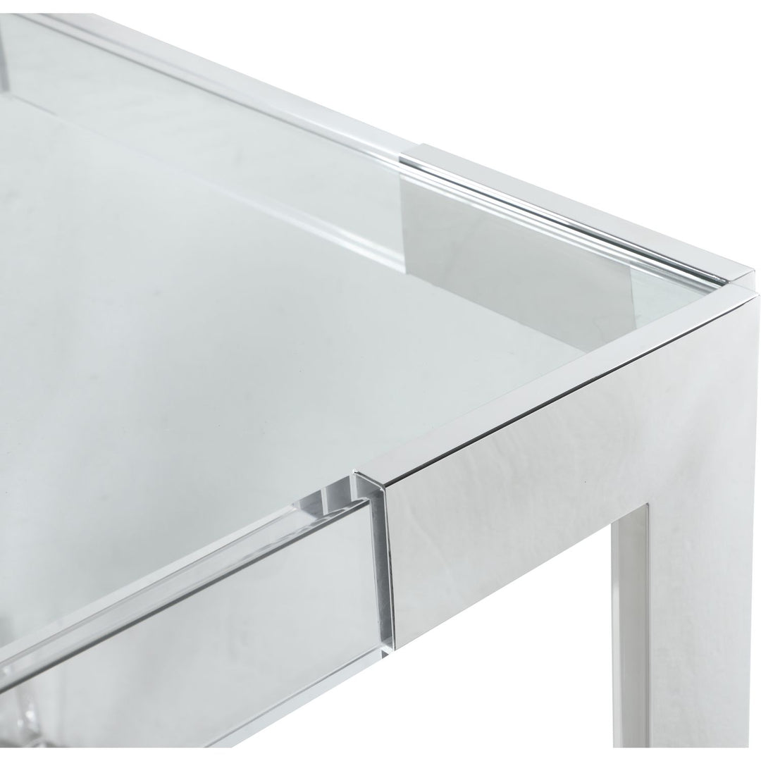 Casper Glass Top, Acrylic And Steel Base Dining Table — Chrome
