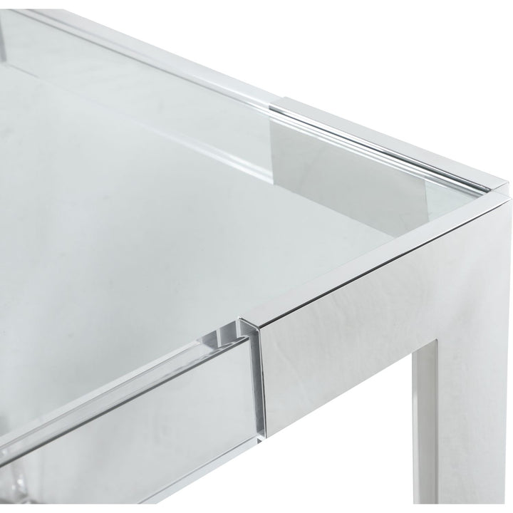 Casper Glass Top, Acrylic And Steel Base Dining Table — Chrome