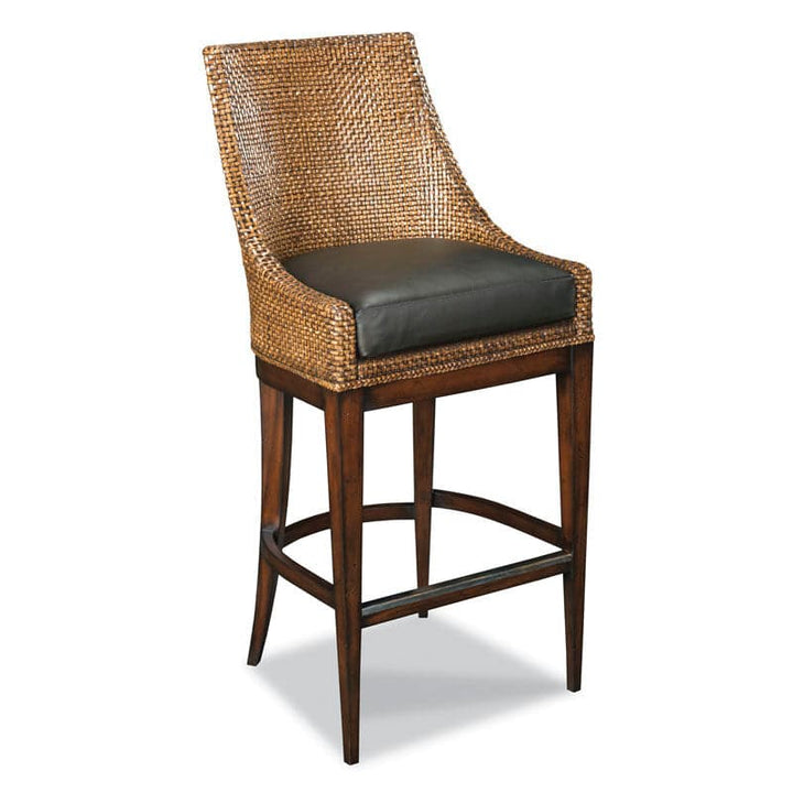 Woven Leather Stool-Woodbridge Furniture-WOODB-7174-03-Stools & OttomansBar-1-France and Son