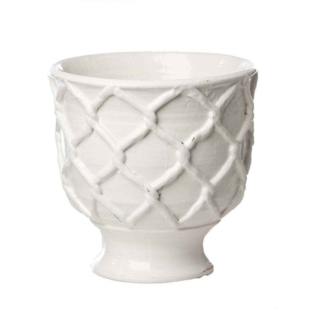Vinci Criss Cross Pattern Planter-ABIGAILS-ABIGAILS-717803-PlantersWhite-Large-1-France and Son