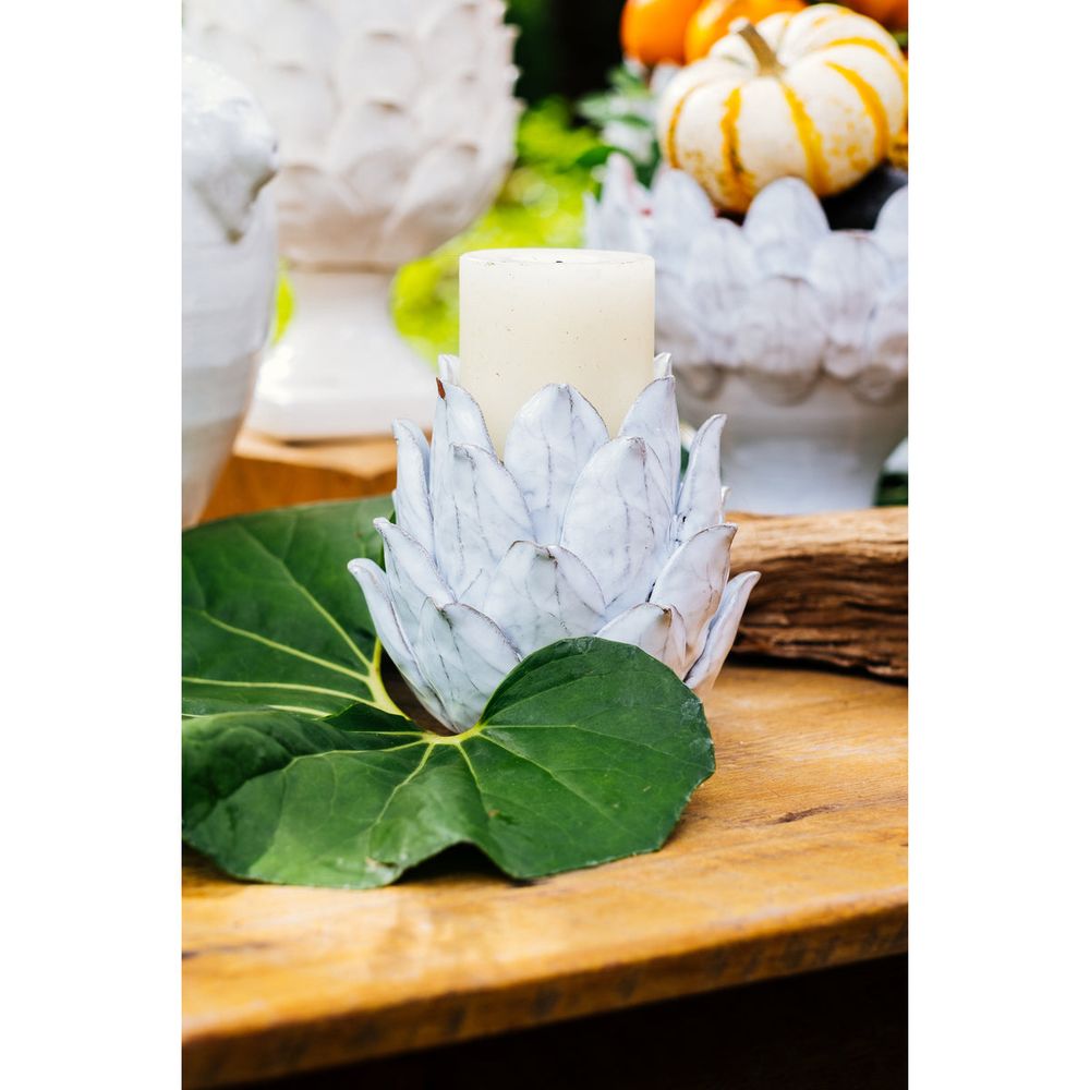 Candle Holders White Artichoke Candleholder Set of 2