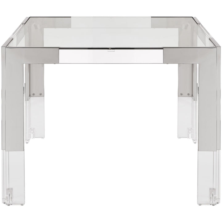 Casper 38" Chrome Glass Top, Acrylic And Steel Base Dining / Game Table