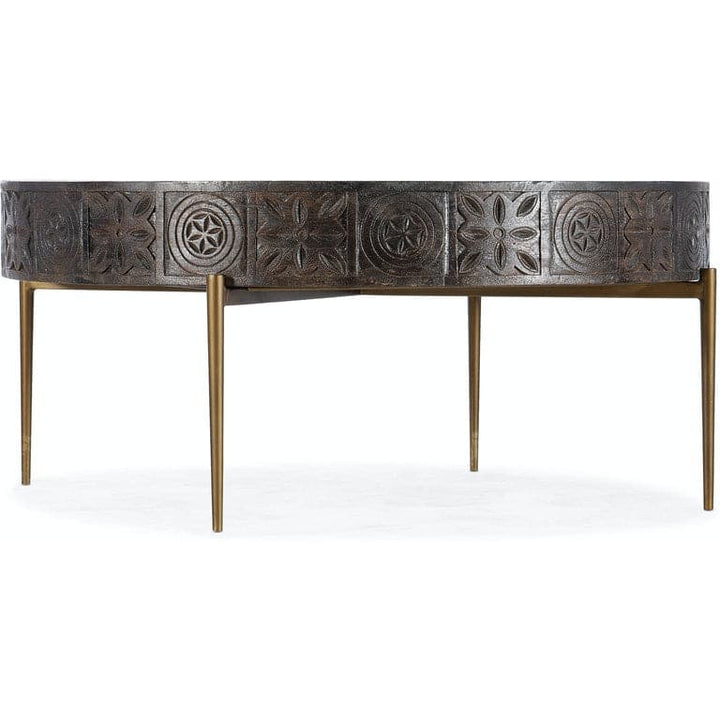 Coffee Tables Carved Round Cocktail Table