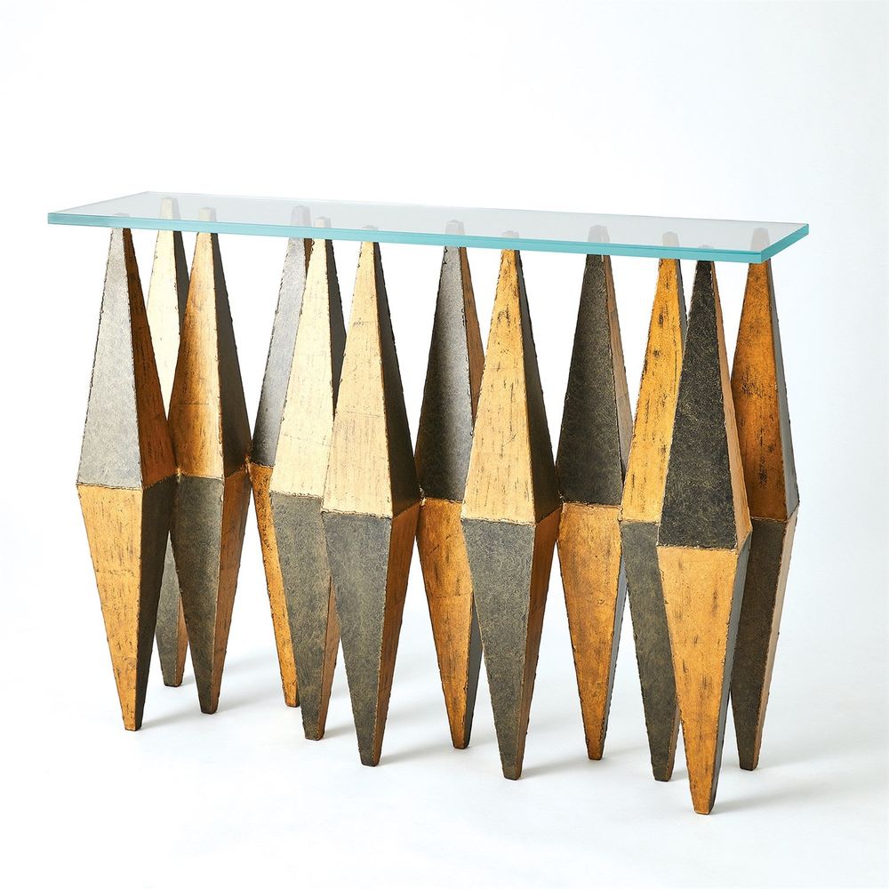 Console Tables Harlequin Console - Distressed Gold Leaf