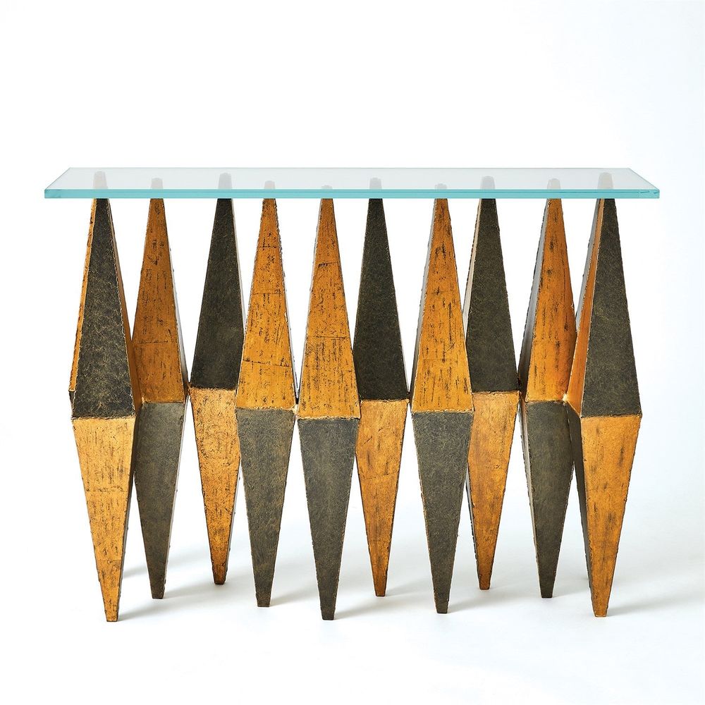 Console Tables Harlequin Console - Distressed Gold Leaf