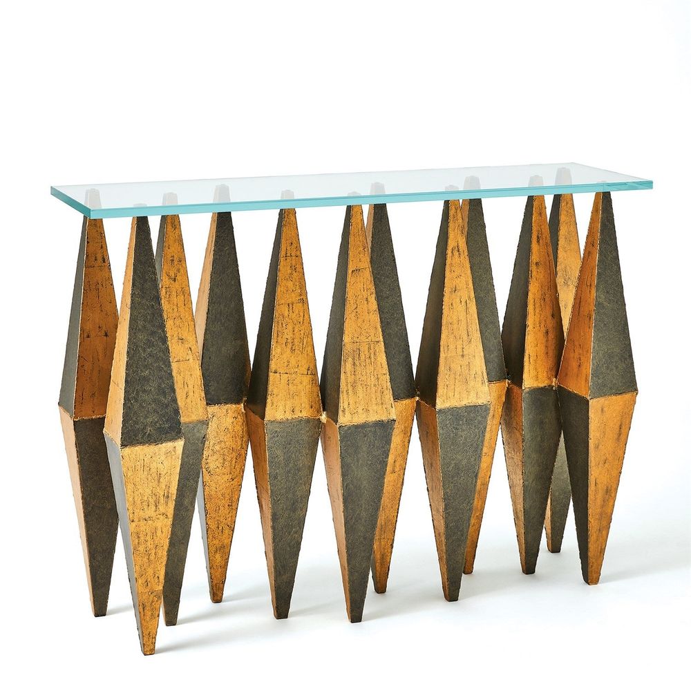 Console Tables Harlequin Console - Distressed Gold Leaf