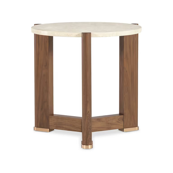 Eleana Round End Table - Sleek Triangular Base