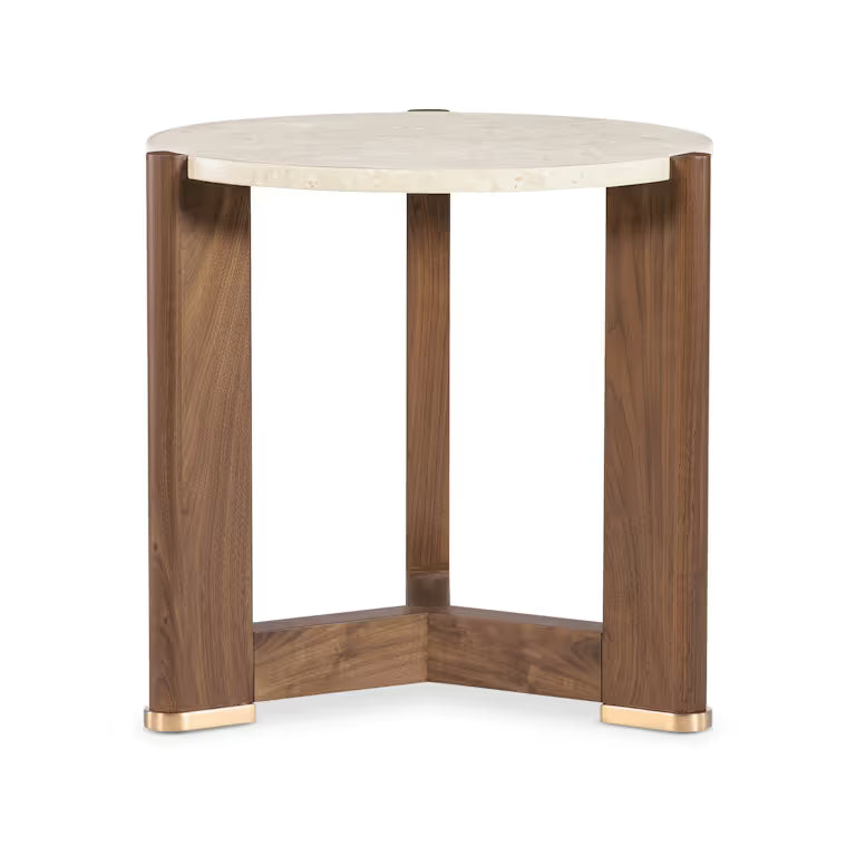 Eleana Round End Table - Sleek Triangular Base