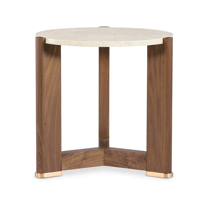 Eleana Round End Table - Sleek Triangular Base
